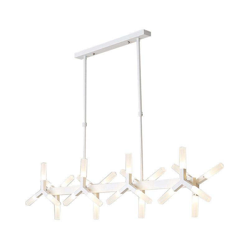 18/24 Lights Dining Room Ceiling Light with Linear Acrylic Shade Black/White/Gold Drop Pendant over Island Clearhalo 'Ceiling Lights' 'Island Lights' Lighting' 236012