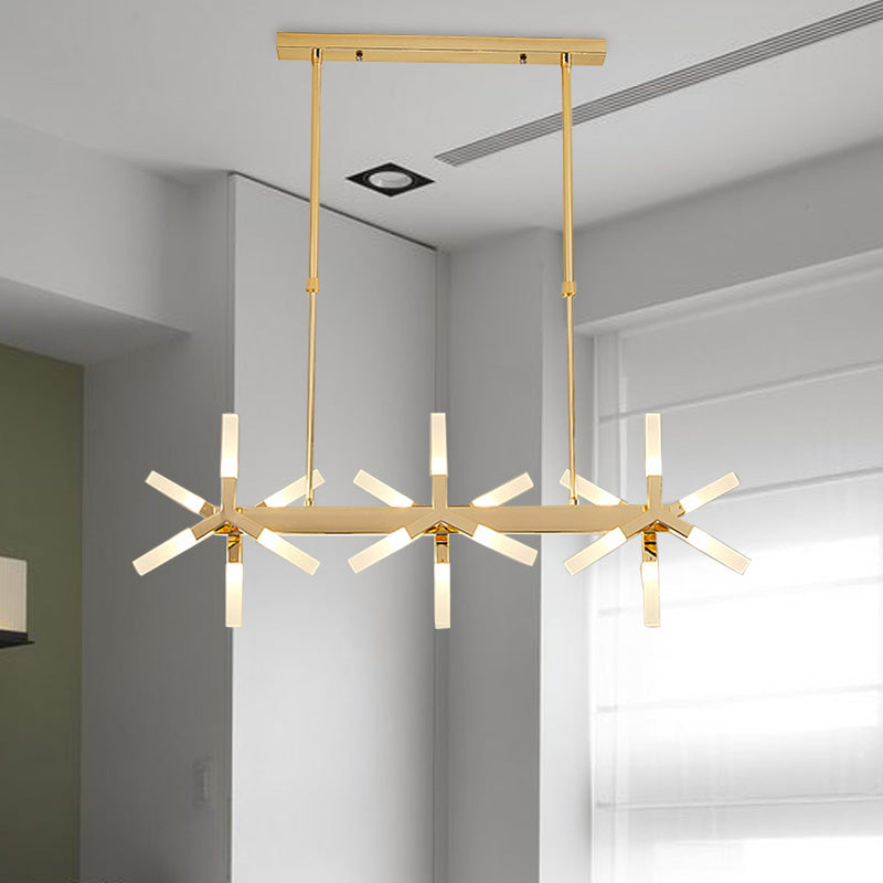 18/24 Lights Dining Room Ceiling Light with Linear Acrylic Shade Black/White/Gold Drop Pendant over Island Clearhalo 'Ceiling Lights' 'Island Lights' Lighting' 236015