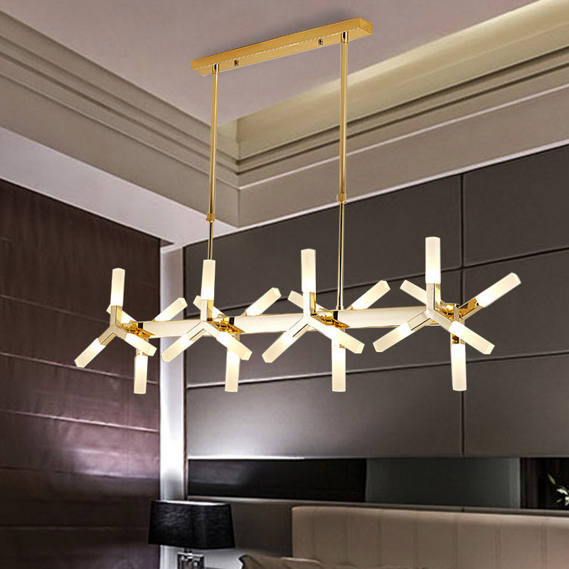 18/24 Lights Dining Room Ceiling Light with Linear Acrylic Shade Black/White/Gold Drop Pendant over Island Clearhalo 'Ceiling Lights' 'Island Lights' Lighting' 236020