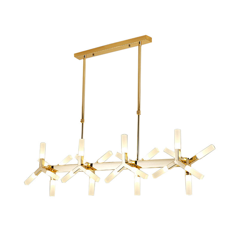 18/24 Lights Dining Room Ceiling Light with Linear Acrylic Shade Black/White/Gold Drop Pendant over Island Clearhalo 'Ceiling Lights' 'Island Lights' Lighting' 236021