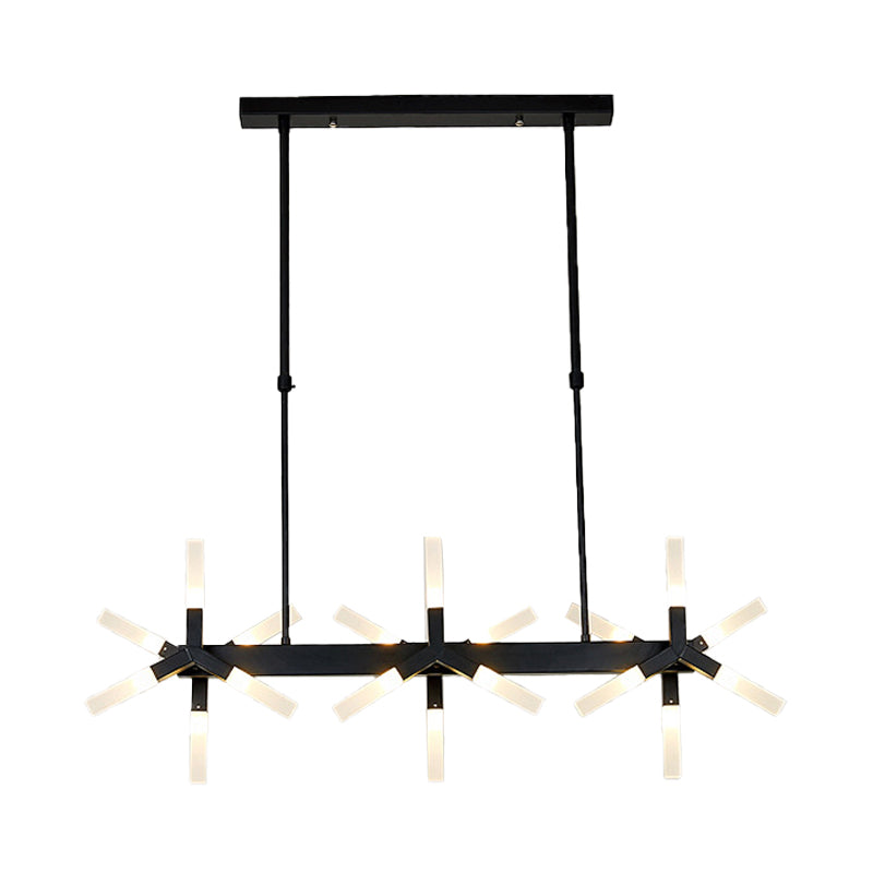 18/24 Lights Dining Room Ceiling Light with Linear Acrylic Shade Black/White/Gold Drop Pendant over Island Clearhalo 'Ceiling Lights' 'Island Lights' Lighting' 236022