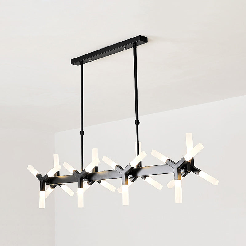 18/24 Lights Dining Room Ceiling Light with Linear Acrylic Shade Black/White/Gold Drop Pendant over Island Clearhalo 'Ceiling Lights' 'Island Lights' Lighting' 236027