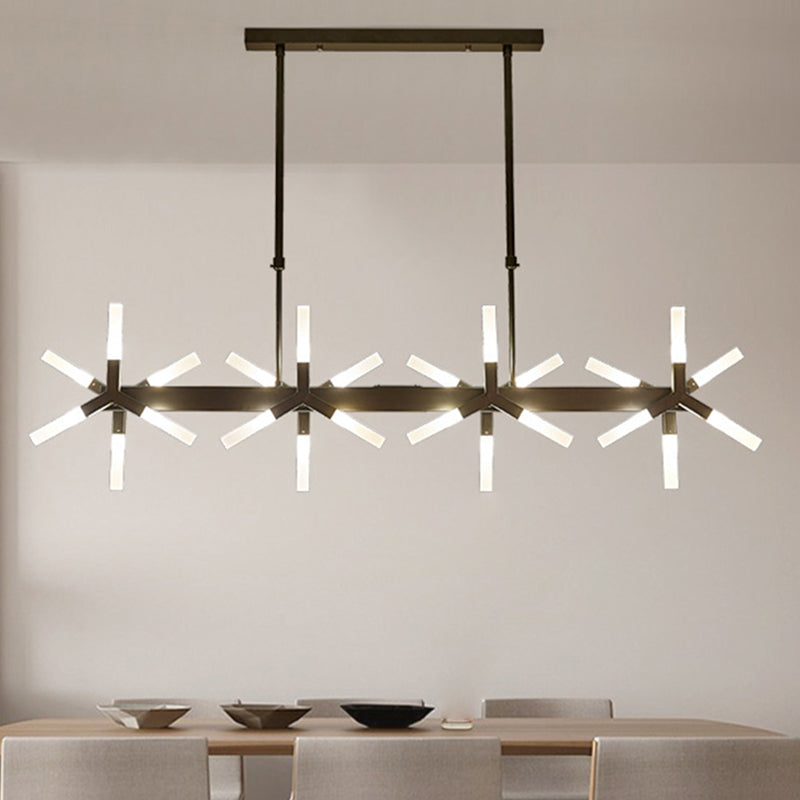 18/24 Lights Dining Room Ceiling Light with Linear Acrylic Shade Black/White/Gold Drop Pendant over Island 24 Black Clearhalo 'Ceiling Lights' 'Island Lights' Lighting' 236028