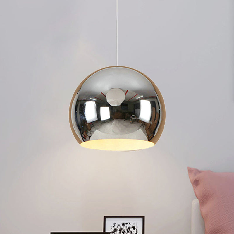 Globe Hanging Pendant Light Nordic Iron 1 Light Chrome/Rose Gold Hanging Ceiling Light Chrome Clearhalo 'Ceiling Lights' 'Modern Pendants' 'Modern' 'Pendant Lights' 'Pendants' Lighting' 236033