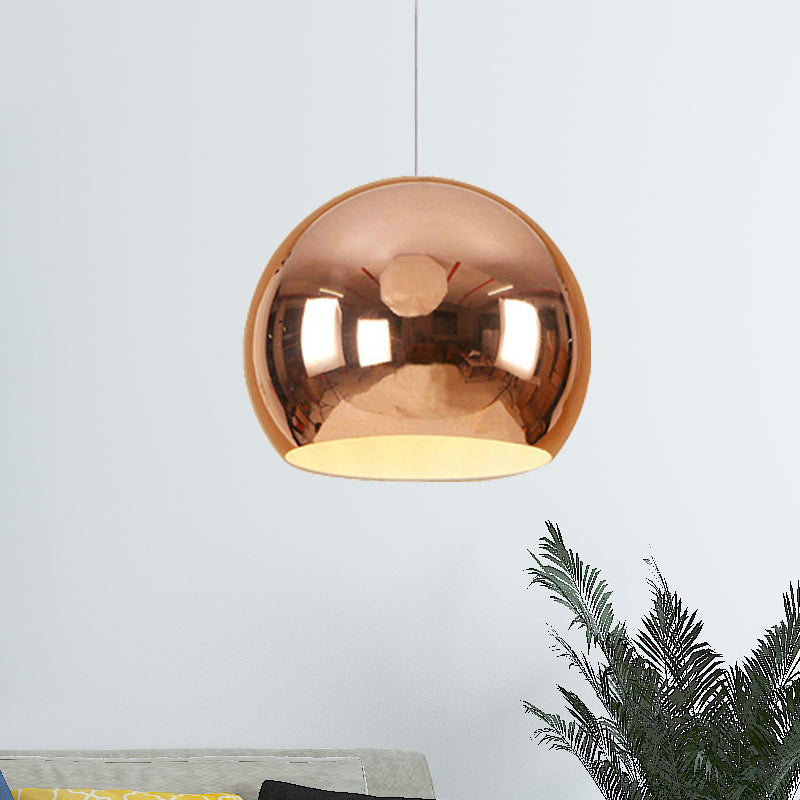 Globe Hanging Pendant Light Nordic Iron 1 Light Chrome/Rose Gold Hanging Ceiling Light Clearhalo 'Ceiling Lights' 'Modern Pendants' 'Modern' 'Pendant Lights' 'Pendants' Lighting' 236037