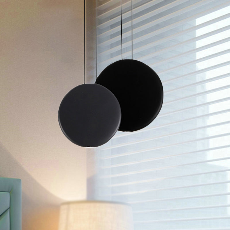 2/3/5 Lights Pendant Lights Post Modern Black and White Hanging Ceiling Lights with Round Resin Shade in Warm/White Light 2 Black-White Clearhalo 'Ceiling Lights' 'Modern Pendants' 'Modern' 'Pendant Lights' 'Pendants' Lighting' 236112