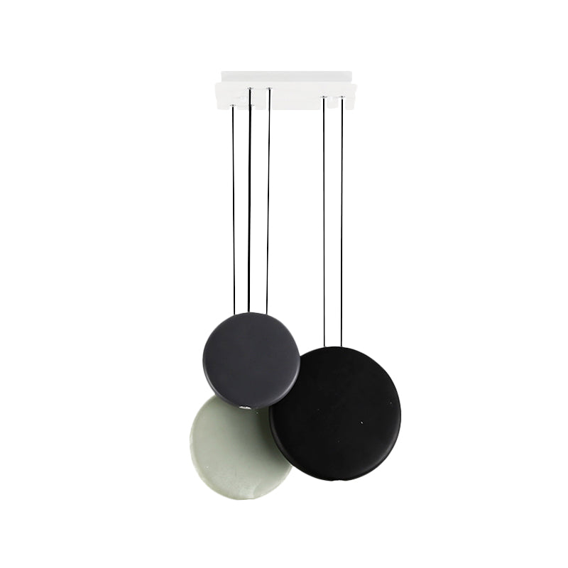 2/3/5 Lights Pendant Lights Post Modern Black and White Hanging Ceiling Lights with Round Resin Shade in Warm/White Light Clearhalo 'Ceiling Lights' 'Modern Pendants' 'Modern' 'Pendant Lights' 'Pendants' Lighting' 236117