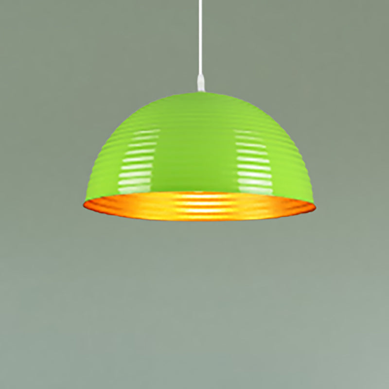 Dome Shade Pendant Light with Ruffle Contemporary Metal Single Head Red/Yellow/Blue Pendant Light, 12"/16"/19.5" Wide Green Clearhalo 'Ceiling Lights' 'Modern Pendants' 'Modern' 'Pendant Lights' 'Pendants' Lighting' 236124