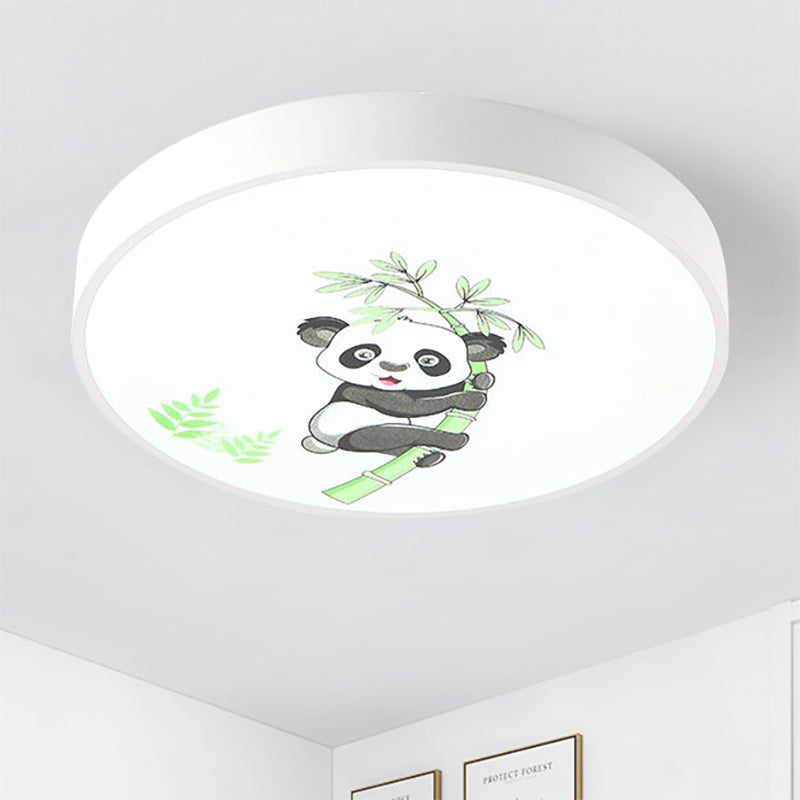 Kindergarten Circle Ceiling Mount Light with Panda Acrylic Animal Ceiling Fixture in White White Clearhalo 'Ceiling Lights' 'Close To Ceiling Lights' 'Close to ceiling' 'Flush mount' Lighting' 236174