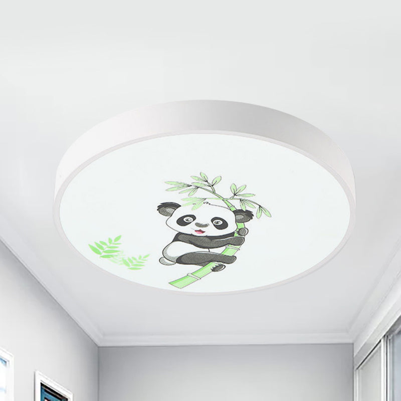 Kindergarten Circle Ceiling Mount Light with Panda Acrylic Animal Ceiling Fixture in White Clearhalo 'Ceiling Lights' 'Close To Ceiling Lights' 'Close to ceiling' 'Flush mount' Lighting' 236175