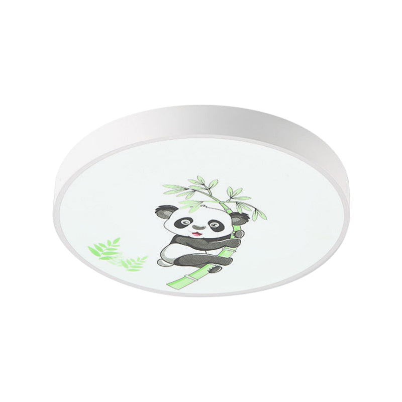 Kindergarten Circle Ceiling Mount Light with Panda Acrylic Animal Ceiling Fixture in White Clearhalo 'Ceiling Lights' 'Close To Ceiling Lights' 'Close to ceiling' 'Flush mount' Lighting' 236176