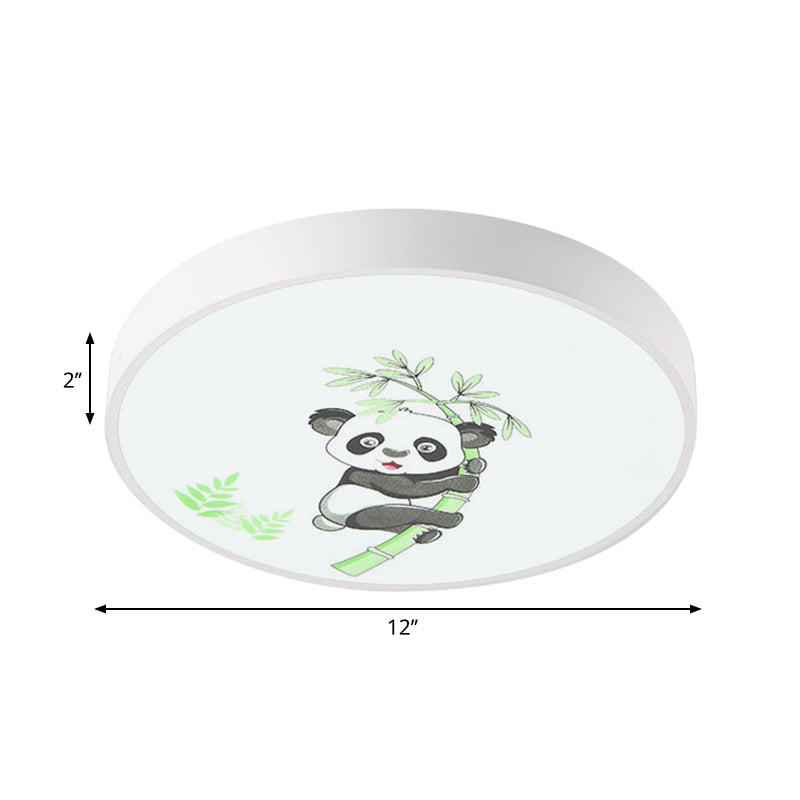 Kindergarten Circle Ceiling Mount Light with Panda Acrylic Animal Ceiling Fixture in White Clearhalo 'Ceiling Lights' 'Close To Ceiling Lights' 'Close to ceiling' 'Flush mount' Lighting' 236177