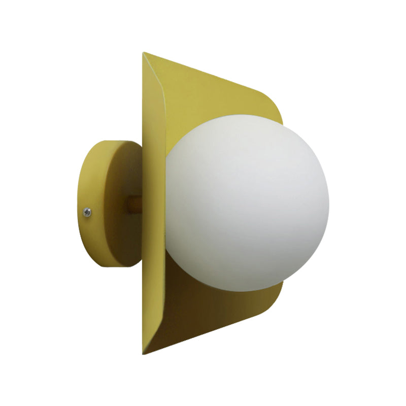 1 Light Orb Shade Wall Sconce Kids Metal Glass Sconce Light with Candy Color for Child Bedroom Clearhalo 'Wall Lamps & Sconces' 'Wall Lights' Lighting' 236202