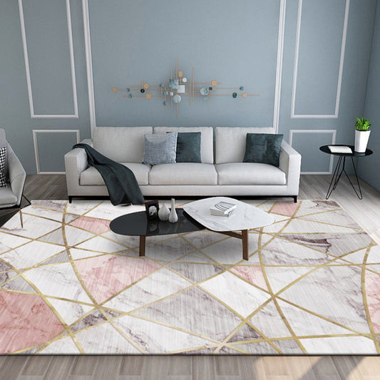 Modern Geometric Print Rug Multi-Color Synthetics Indoor Rug Non-Slip Backing Washable Easy Care Area Rug for Parlor Pink Clearhalo 'Area Rug' 'Modern' 'Rugs' Rug' 2362042