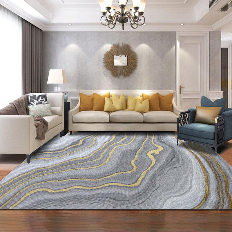 Gray Abstract Print Rug Polyster Modern Indoor Rug Anti-Slip Backing Machine Washable Area Carpet for Living Room Clearhalo 'Area Rug' 'Modern' 'Rugs' Rug' 2362063