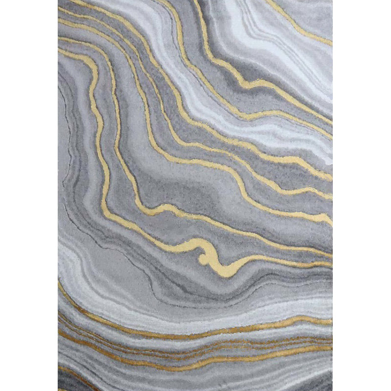 Gray Abstract Print Rug Polyster Modern Indoor Rug Anti-Slip Backing Machine Washable Area Carpet for Living Room Grey Clearhalo 'Area Rug' 'Modern' 'Rugs' Rug' 2362068