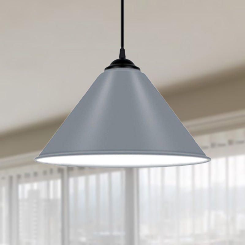 Cone Hanging Light Modern Metal 1 Light Pink/Yellow/Green Pendant Light, 12"/14"/16" Dia Clearhalo 'Ceiling Lights' 'Modern Pendants' 'Modern' 'Pendant Lights' 'Pendants' Lighting' 236221