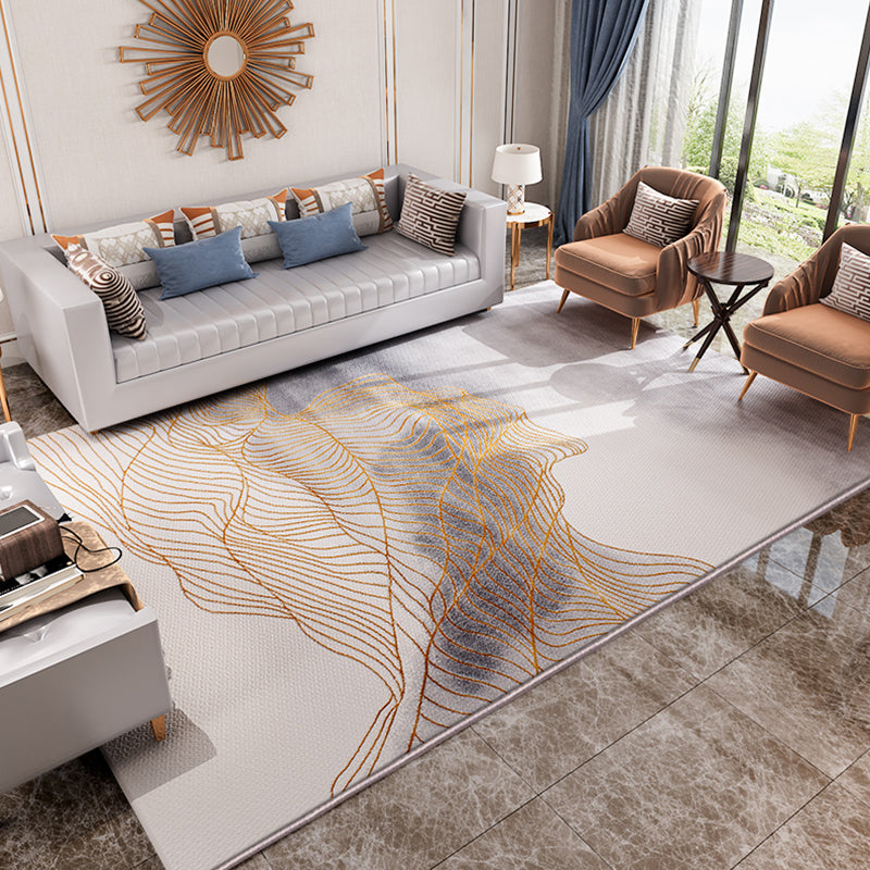 Modern Living Room Rug Multicolored Abstract Printed Area Carpet Polyster Non-Slip Backing Pet Friendly Area Rug Camel Clearhalo 'Area Rug' 'Modern' 'Rugs' Rug' 2362242