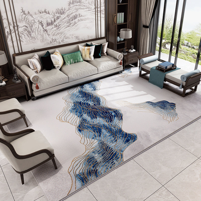 Modern Living Room Rug Multicolored Abstract Printed Area Carpet Polyster Non-Slip Backing Pet Friendly Area Rug Royal Blue Clearhalo 'Area Rug' 'Modern' 'Rugs' Rug' 2362248