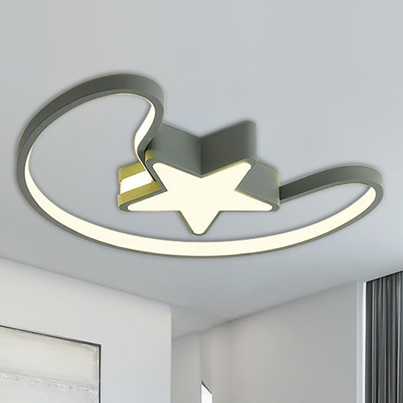 Moon and Star Living Room Ceiling Light Fixture Acrylic Modern Flush Mount Ceiling Light Green Clearhalo 'Ceiling Lights' 'Close To Ceiling Lights' 'Close to ceiling' 'Flush mount' Lighting' 236253