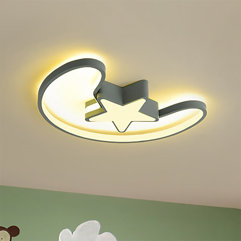 Moon and Star Living Room Ceiling Light Fixture Acrylic Modern Flush Mount Ceiling Light Clearhalo 'Ceiling Lights' 'Close To Ceiling Lights' 'Close to ceiling' 'Flush mount' Lighting' 236254