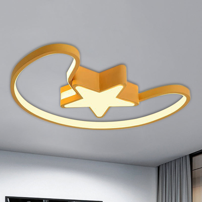 Moon and Star Living Room Ceiling Light Fixture Acrylic Modern Flush Mount Ceiling Light Yellow Clearhalo 'Ceiling Lights' 'Close To Ceiling Lights' 'Close to ceiling' 'Flush mount' Lighting' 236256