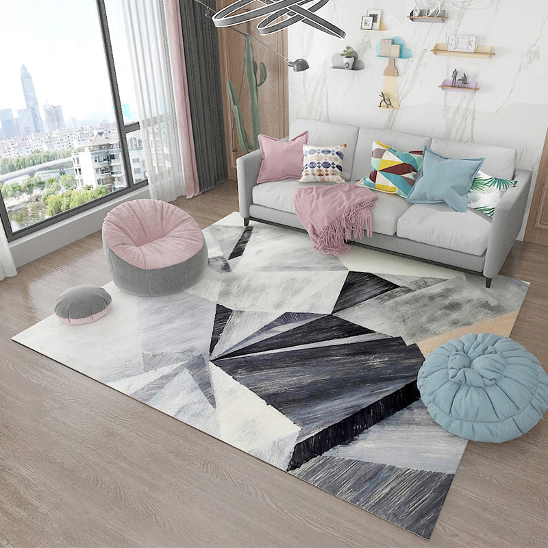 Modern Geometric Printed Rug Multi-Color Synthetics Area Rug Pet Friendly  Easy Care Washable Area Carpet for Parlor - Clearhalo