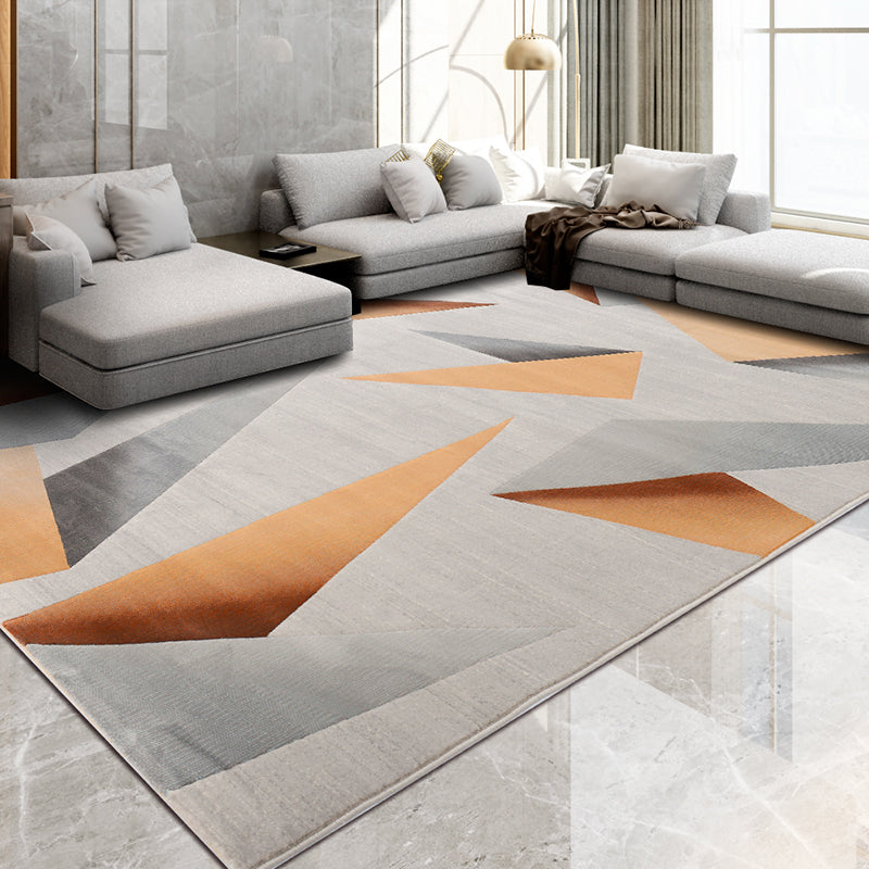 Modern Living Room Rug Multi Colored Abstract Printed Area Carpet Polyster Non-Slip Backing Pet Friendly Indoor Rug Orange 6'7" x 9'6" Clearhalo 'Area Rug' 'Modern' 'Rugs' Rug' 2362603