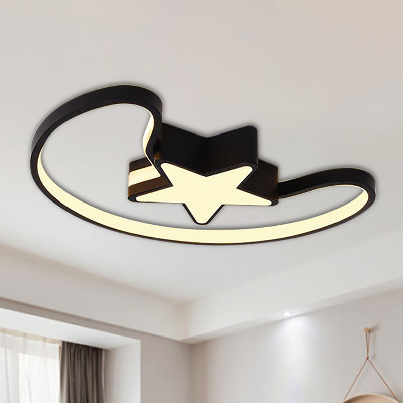 Moon and Star Living Room Ceiling Light Fixture Acrylic Modern Flush Mount Ceiling Light Black Clearhalo 'Ceiling Lights' 'Close To Ceiling Lights' 'Close to ceiling' 'Flush mount' Lighting' 236262