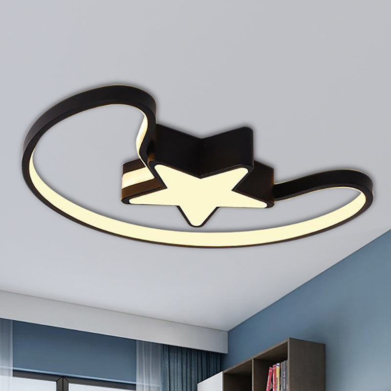 Moon and Star Living Room Ceiling Light Fixture Acrylic Modern Flush Mount Ceiling Light Clearhalo 'Ceiling Lights' 'Close To Ceiling Lights' 'Close to ceiling' 'Flush mount' Lighting' 236263