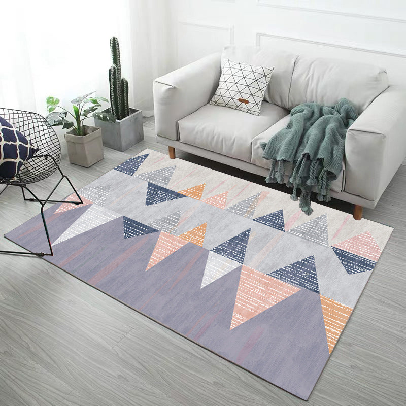 Scandinavian Living Room Rug Multi Color Geometric Print Indoor Rug Polyster Non-Slip Backing Pet Friendly Area Carpet Purple Clearhalo 'Area Rug' 'Modern' 'Rugs' Rug' 2362650