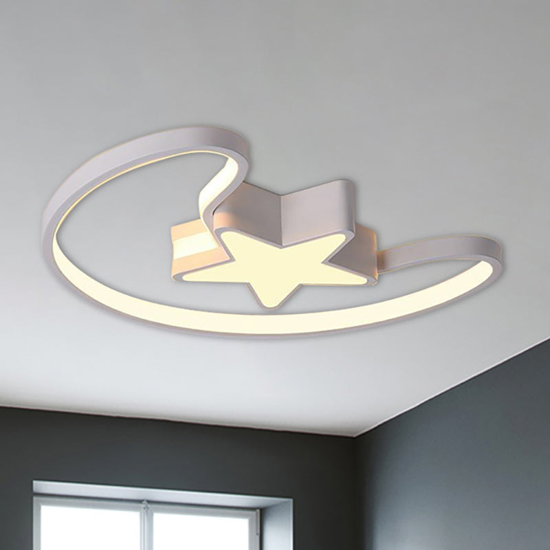 Moon and Star Living Room Ceiling Light Fixture Acrylic Modern Flush Mount Ceiling Light White Clearhalo 'Ceiling Lights' 'Close To Ceiling Lights' 'Close to ceiling' 'Flush mount' Lighting' 236266