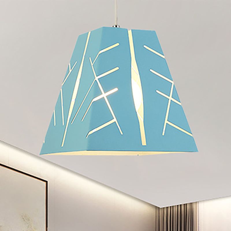 Pink/Yellow/Blue Tapered Hanging Lighting Modern 1 Light Metal Pendant Ceiling Light Blue Clearhalo 'Ceiling Lights' 'Modern Pendants' 'Modern' 'Pendant Lights' 'Pendants' Lighting' 236269