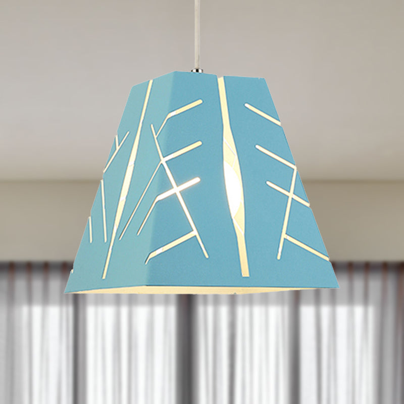 Pink/Yellow/Blue Tapered Hanging Lighting Modern 1 Light Metal Pendant Ceiling Light Clearhalo 'Ceiling Lights' 'Modern Pendants' 'Modern' 'Pendant Lights' 'Pendants' Lighting' 236270