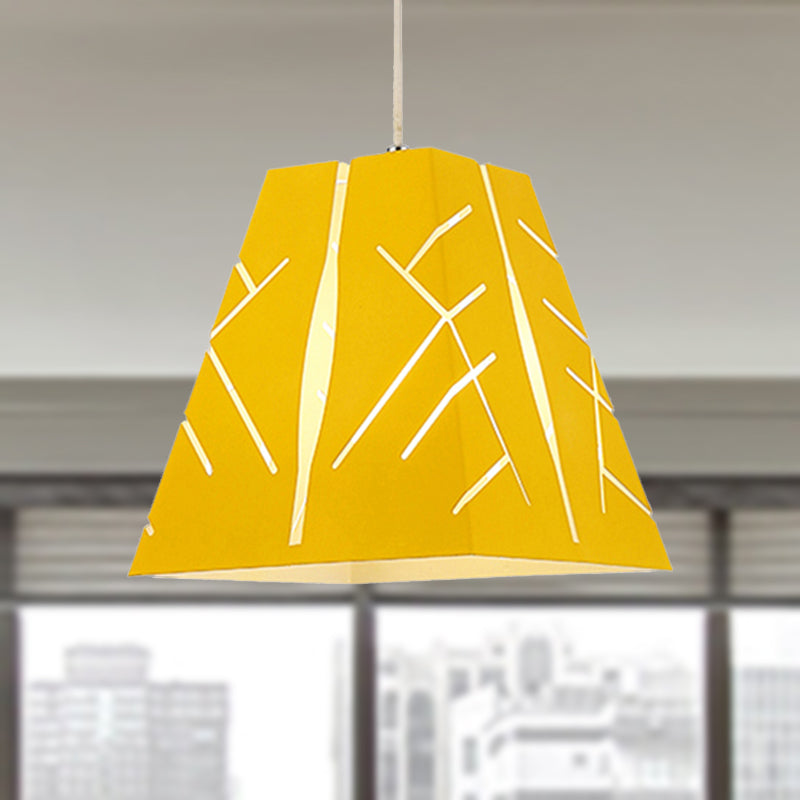 Pink/Yellow/Blue Tapered Hanging Lighting Modern 1 Light Metal Pendant Ceiling Light Clearhalo 'Ceiling Lights' 'Modern Pendants' 'Modern' 'Pendant Lights' 'Pendants' Lighting' 236272