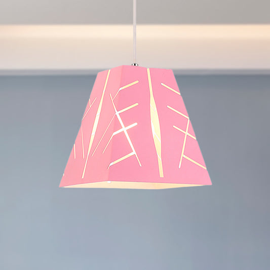 Pink/Yellow/Blue Tapered Hanging Lighting Modern 1 Light Metal Pendant Ceiling Light Clearhalo 'Ceiling Lights' 'Modern Pendants' 'Modern' 'Pendant Lights' 'Pendants' Lighting' 236274