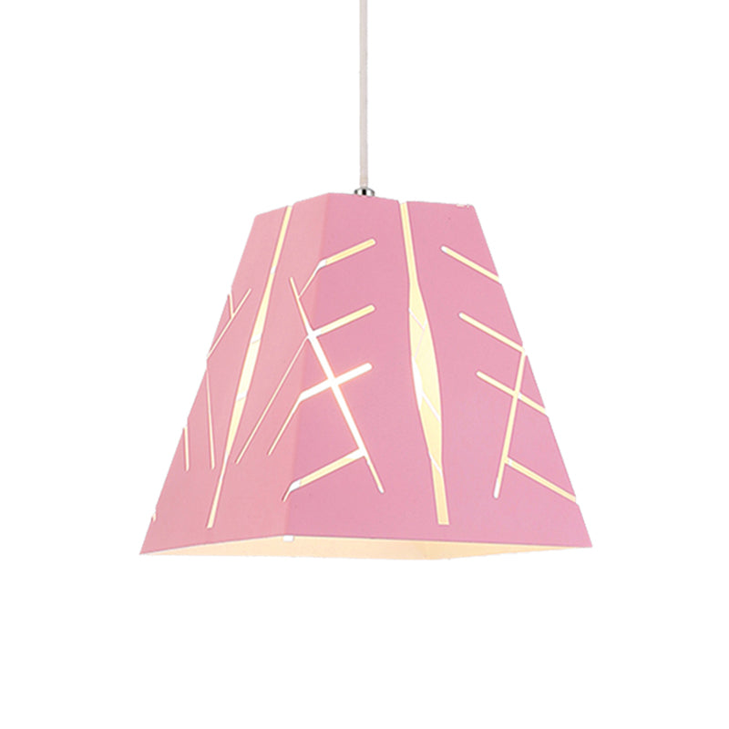 Pink/Yellow/Blue Tapered Hanging Lighting Modern 1 Light Metal Pendant Ceiling Light Clearhalo 'Ceiling Lights' 'Modern Pendants' 'Modern' 'Pendant Lights' 'Pendants' Lighting' 236275