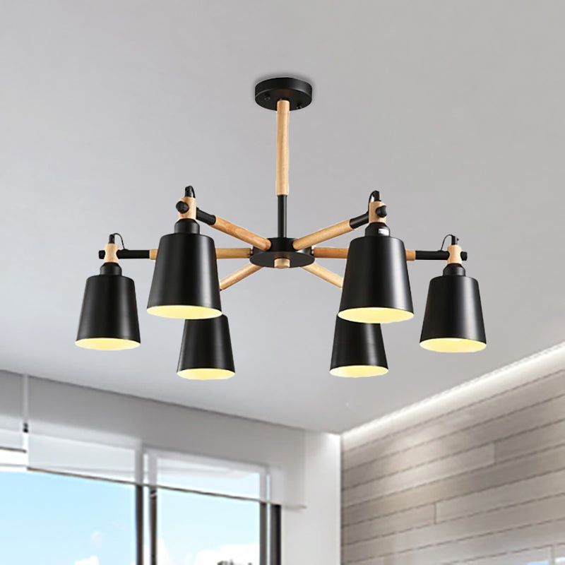 Nordic Tapered Shade Hanging Lights Metal 6 Lights Hanging Light Fixture for Bedroom Clearhalo 'Ceiling Lights' 'Chandeliers' Lighting' options 236280