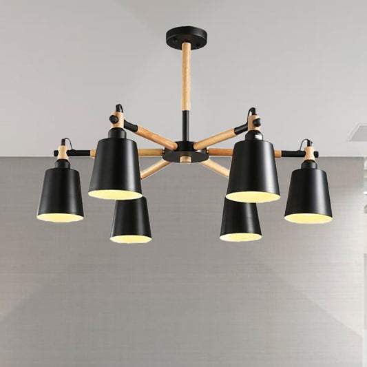 Nordic Tapered Shade Hanging Lights Metal 6 Lights Hanging Light Fixture for Bedroom Clearhalo 'Ceiling Lights' 'Chandeliers' Lighting' options 236281