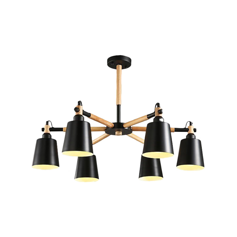 Nordic Tapered Shade Hanging Lights Metal 6 Lights Hanging Light Fixture for Bedroom Clearhalo 'Ceiling Lights' 'Chandeliers' Lighting' options 236282