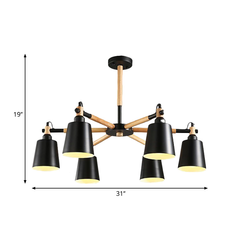 Nordic Tapered Shade Hanging Lights Metal 6 Lights Hanging Light Fixture for Bedroom Clearhalo 'Ceiling Lights' 'Chandeliers' Lighting' options 236283