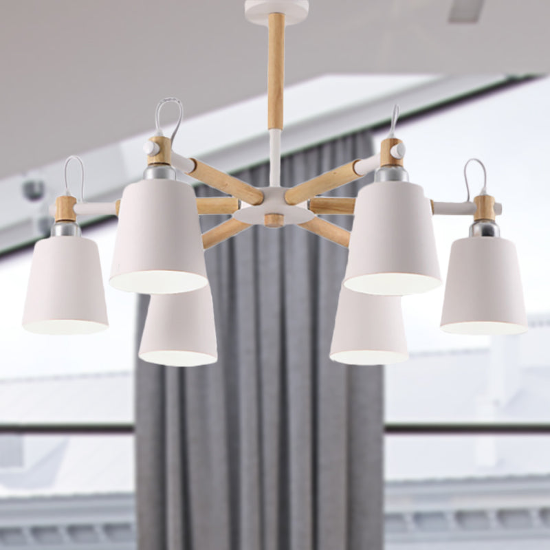 Nordic Tapered Shade Hanging Lights Metal 6 Lights Hanging Light Fixture for Bedroom Clearhalo 'Ceiling Lights' 'Chandeliers' Lighting' options 236285