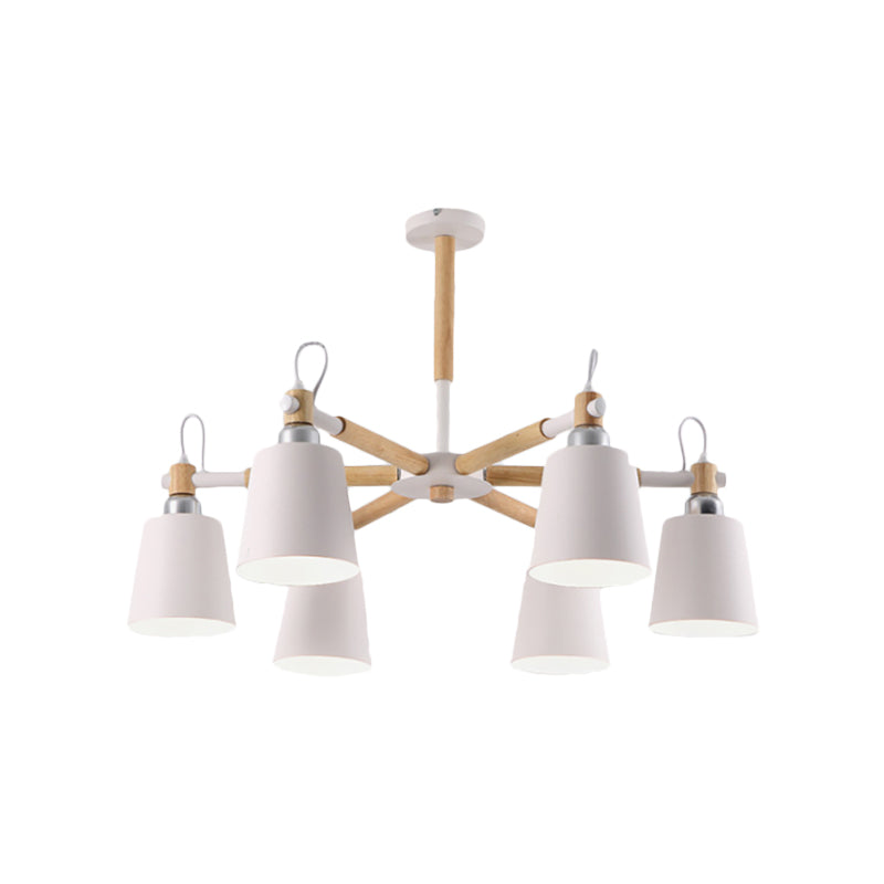 Nordic Tapered Shade Hanging Lights Metal 6 Lights Hanging Light Fixture for Bedroom Clearhalo 'Ceiling Lights' 'Chandeliers' Lighting' options 236286