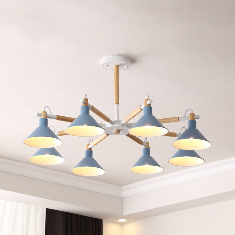 Living Room Horn Shape Chandelier Metal 8 Bulbs Modern Hanging Lamp Clearhalo 'Ceiling Lights' 'Chandeliers' Lighting' options 236313