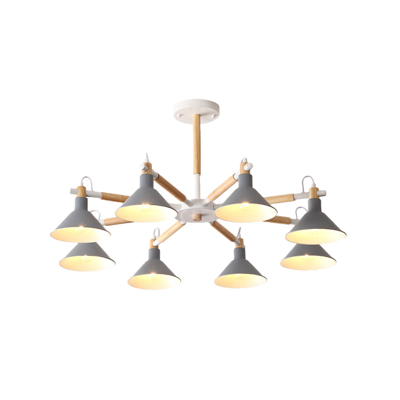 Living Room Horn Shape Chandelier Metal 8 Bulbs Modern Hanging Lamp Clearhalo 'Ceiling Lights' 'Chandeliers' Lighting' options 236318