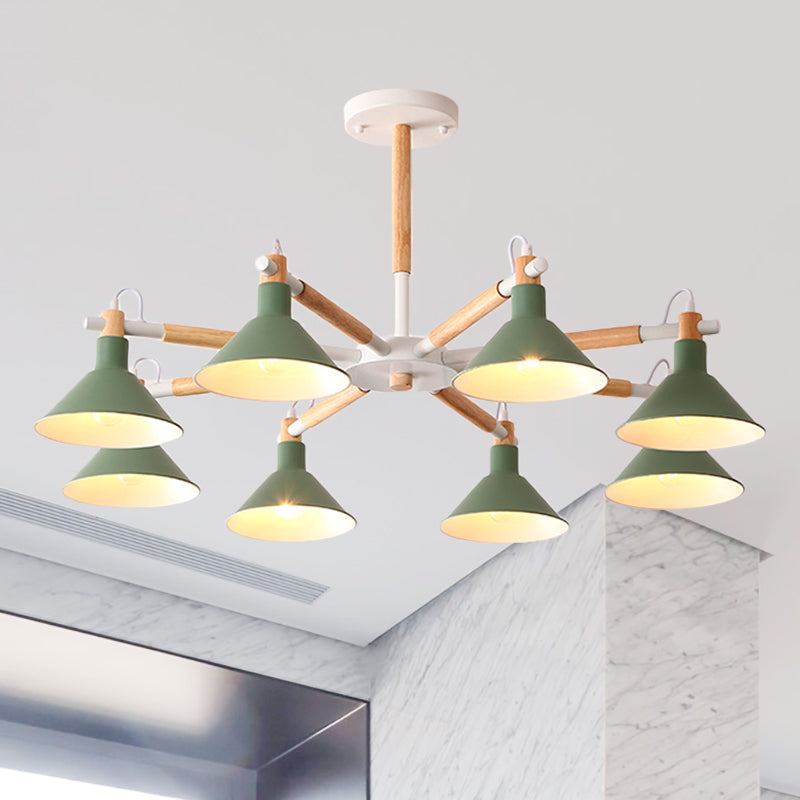 Living Room Horn Shape Chandelier Metal 8 Bulbs Modern Hanging Lamp Green Clearhalo 'Ceiling Lights' 'Chandeliers' Lighting' options 236319_338f029b-f688-4634-a7ab-b9e49d07ff99