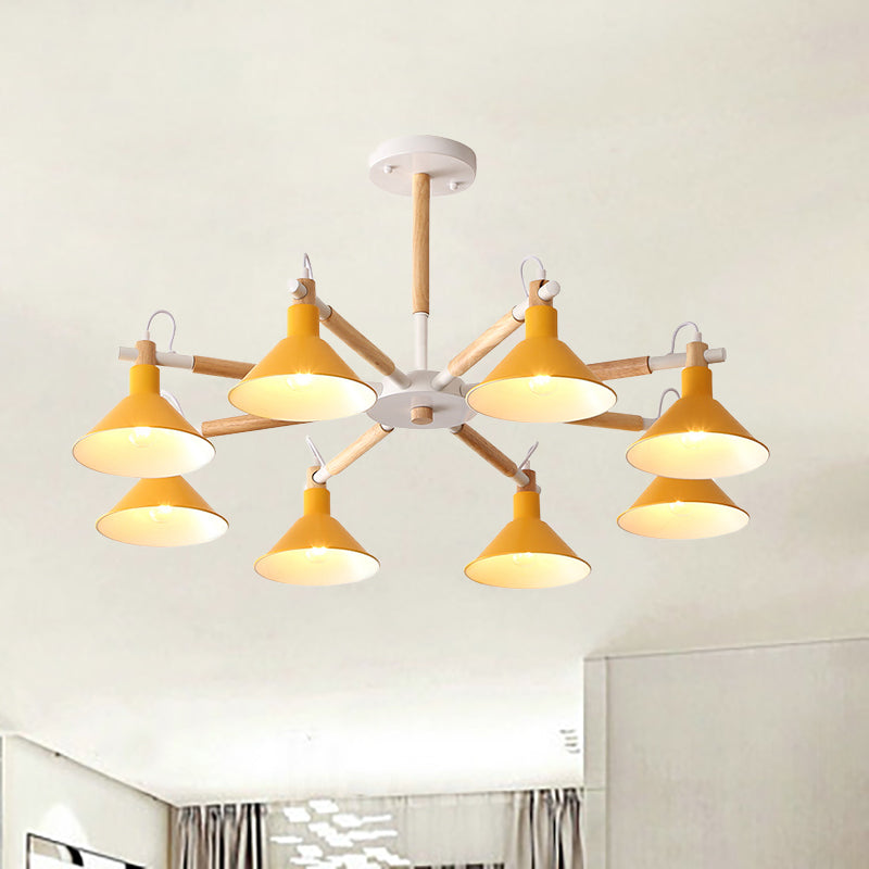 Living Room Horn Shape Chandelier Metal 8 Bulbs Modern Hanging Lamp Clearhalo 'Ceiling Lights' 'Chandeliers' Lighting' options 236323
