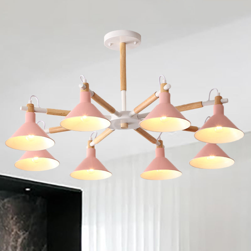 Living Room Horn Shape Chandelier Metal 8 Bulbs Modern Hanging Lamp Clearhalo 'Ceiling Lights' 'Chandeliers' Lighting' options 236326