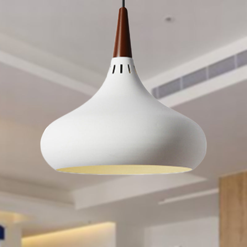 8"/11"/12"W Teardrop Pendant Lighting Nordic Metal 1 Light Black/White/Pink Hanging Light Clearhalo 'Ceiling Lights' 'Modern Pendants' 'Modern' 'Pendant Lights' 'Pendants' Lighting' 236349