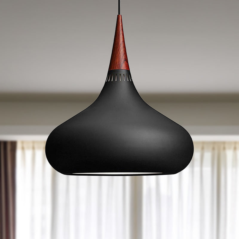 8"/11"/12"W Teardrop Pendant Lighting Nordic Metal 1 Light Black/White/Pink Hanging Light Clearhalo 'Ceiling Lights' 'Modern Pendants' 'Modern' 'Pendant Lights' 'Pendants' Lighting' 236353